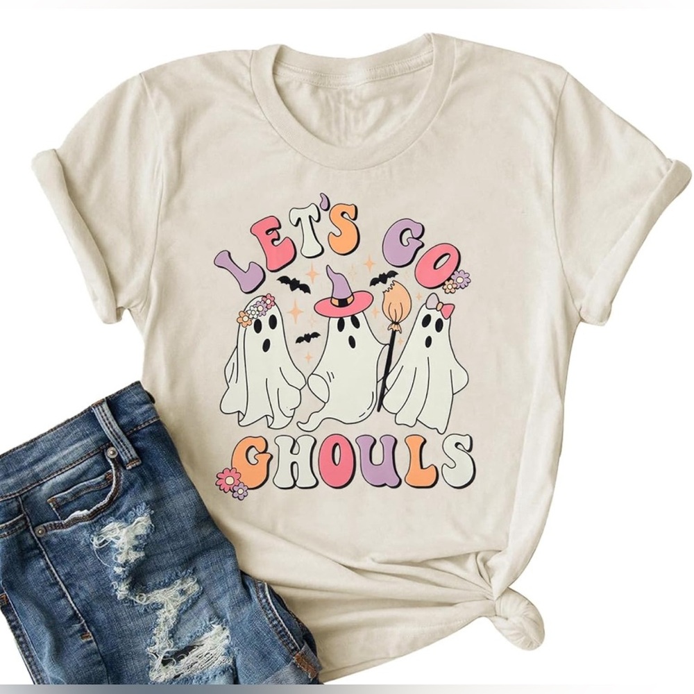 Let's Go Ghouls Shirt Spooky Season T-Shirt Women’s Halloween Ghost Tops